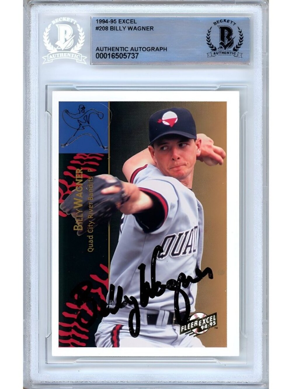Billy Wagner Signed 1994-95 Fleer Excel #208 Houston Astros Beckett BAS Slabbed